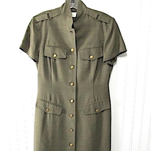 VTG Dana Buchman Military Style Tailored Shirt Dress, Size 4 - Picture 1 of 9